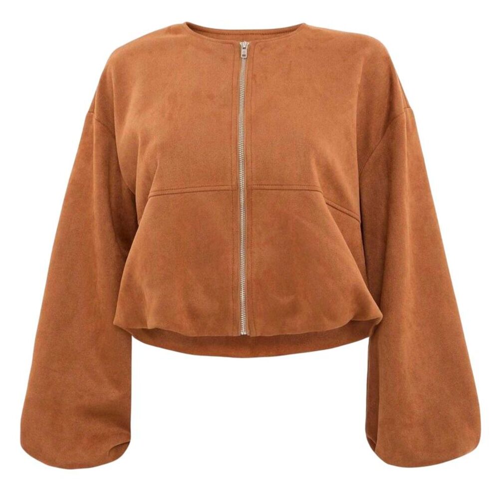 I Saw It First Womens/Ladies Faux Suede Bubble Hem Jacket / Brown